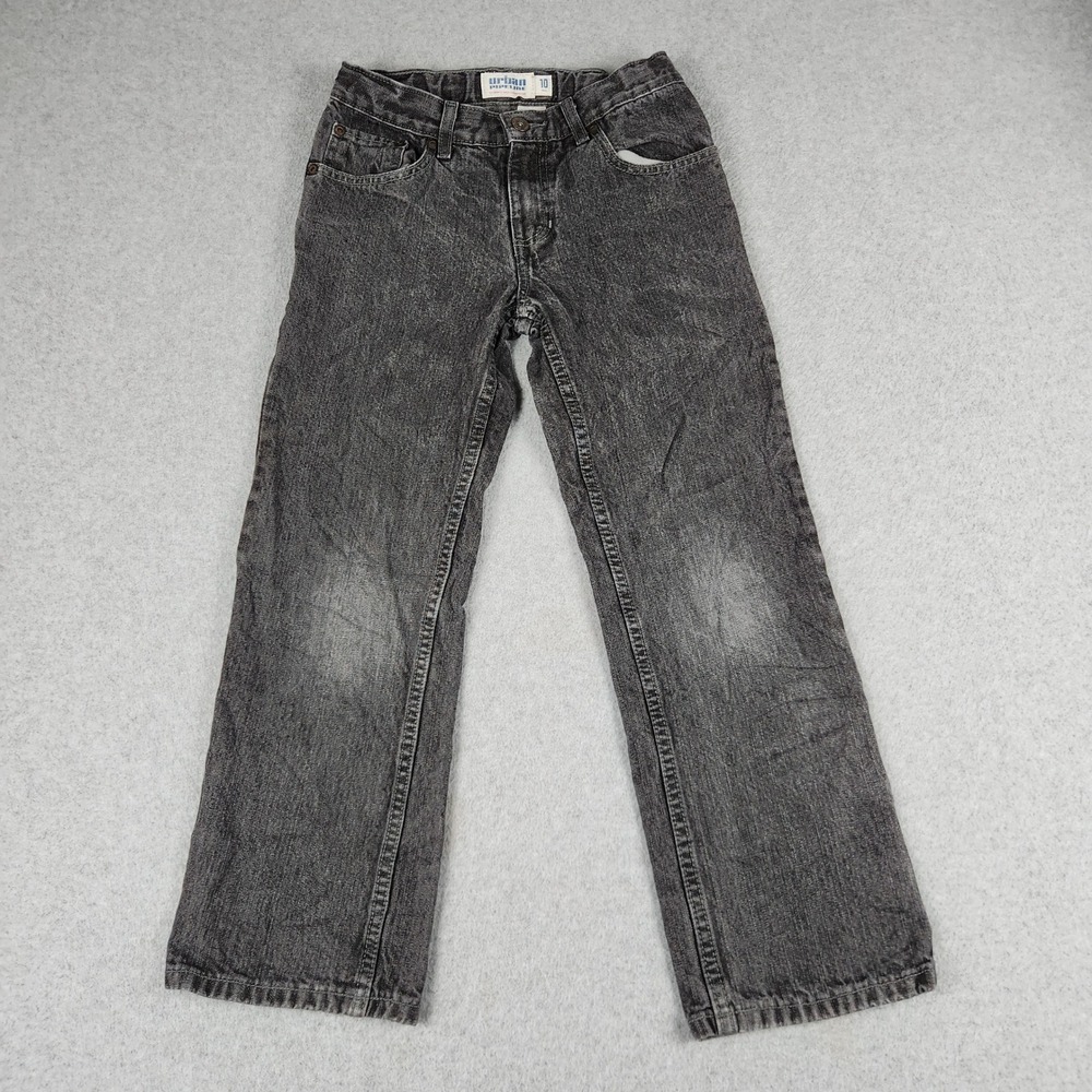 Urban Pipeline Jeans Boys 10 Black Denim Acid Wash Cotton Grunge Straight Leg
